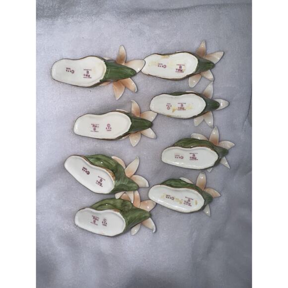 Vintage Bone China 1986 Philippines Pia Lily Napkin Holders Set Of 8 READ - Picture 6 of 9